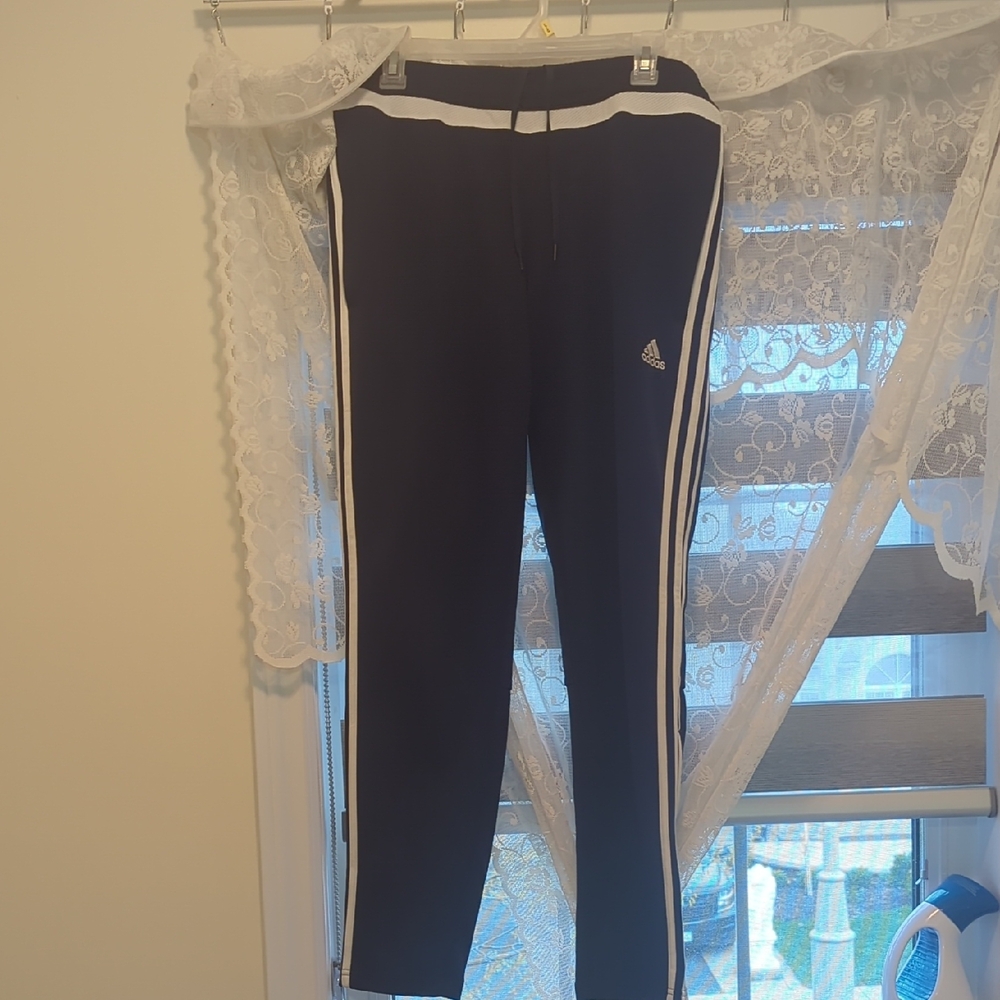 Blue Track Pants with White Stripes